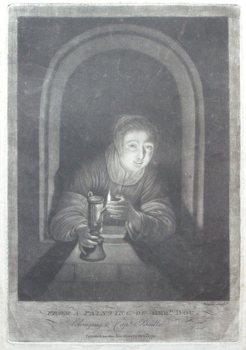 Mezzotint - From a Painting of Gerd. Dou. belonging to Capt. Baillie - Baillie